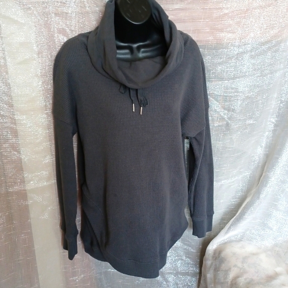 Mono B Cowl Neck Sweatshirt, Gray, M - Picture 1 of 5